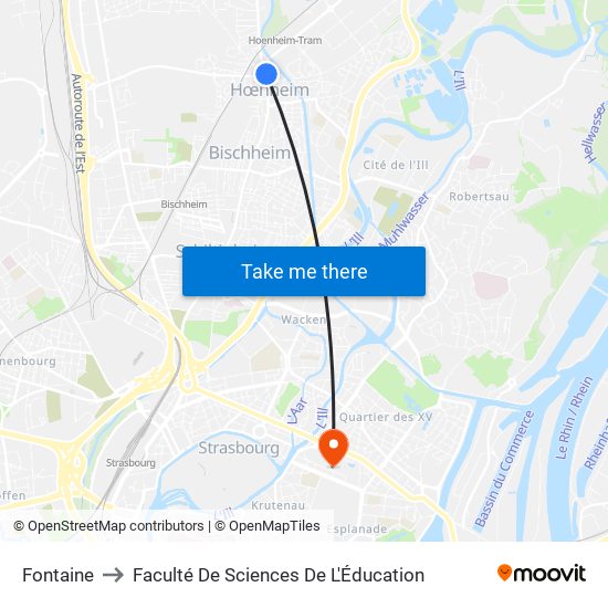 Fontaine to Faculté De Sciences De L'Éducation map
