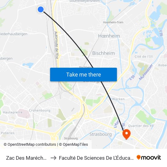 Zac Des Maréchaux to Faculté De Sciences De L'Éducation map