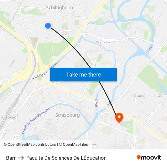 Barr to Faculté De Sciences De L'Éducation map