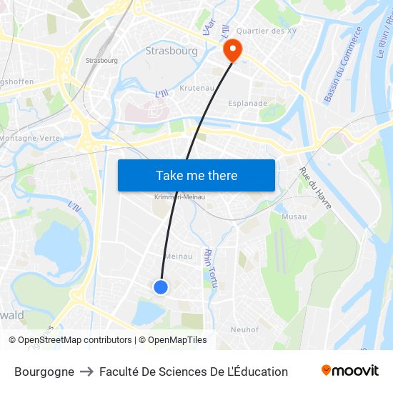 Bourgogne to Faculté De Sciences De L'Éducation map