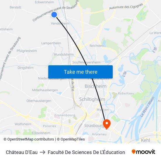 Château D'Eau to Faculté De Sciences De L'Éducation map