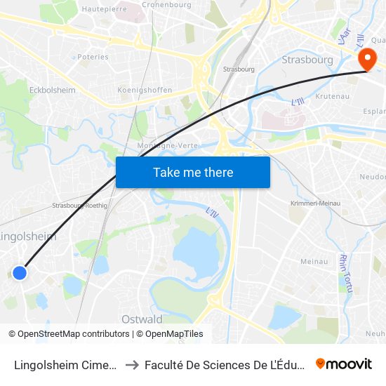 Lingolsheim Cimetière to Faculté De Sciences De L'Éducation map
