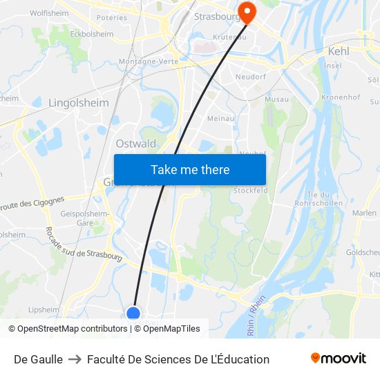 De Gaulle to Faculté De Sciences De L'Éducation map