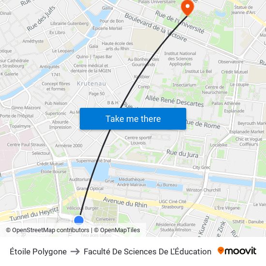Étoile Polygone to Faculté De Sciences De L'Éducation map