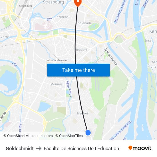 Goldschmidt to Faculté De Sciences De L'Éducation map