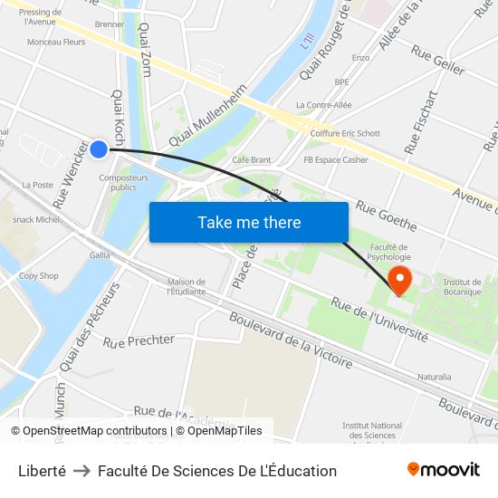 Liberté to Faculté De Sciences De L'Éducation map