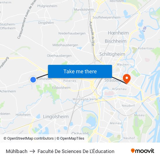 Mühlbach to Faculté De Sciences De L'Éducation map