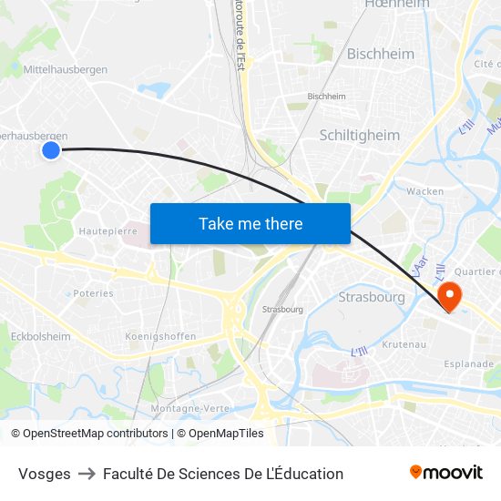 Vosges to Faculté De Sciences De L'Éducation map