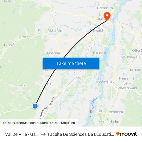 Val De Villé - Gare to Faculté De Sciences De L'Éducation map