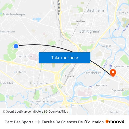 Parc Des Sports to Faculté De Sciences De L'Éducation map