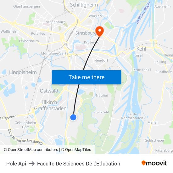 Pôle Api to Faculté De Sciences De L'Éducation map