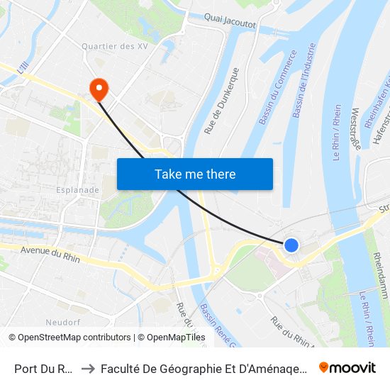Port Du Rhin to Faculté De Géographie Et D'Aménaqement map