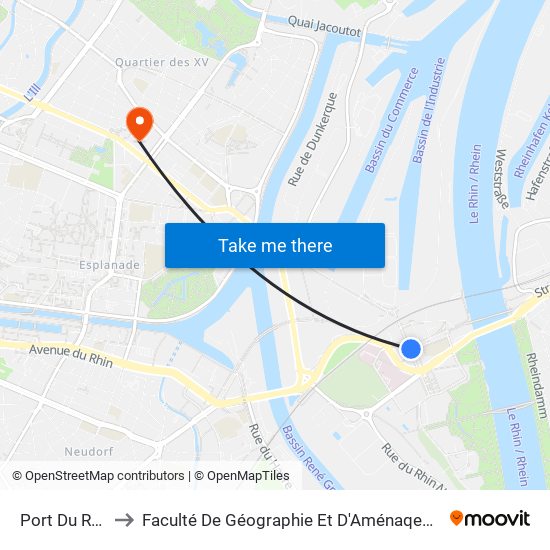 Port Du Rhin to Faculté De Géographie Et D'Aménaqement map