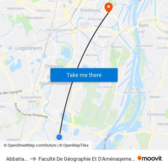 Abbatiale to Faculté De Géographie Et D'Aménaqement map