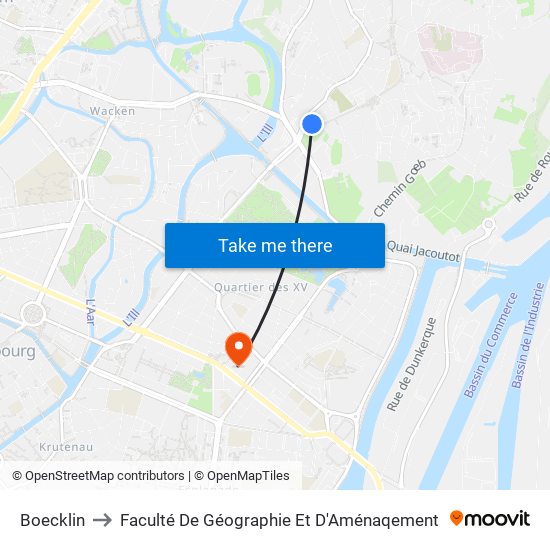 Boecklin to Faculté De Géographie Et D'Aménaqement map