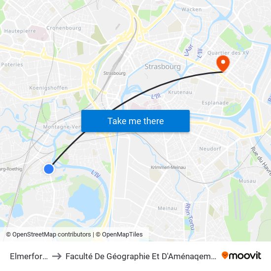 Elmerforst to Faculté De Géographie Et D'Aménaqement map