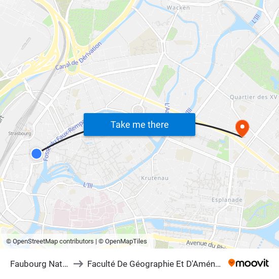 Faubourg National to Faculté De Géographie Et D'Aménaqement map