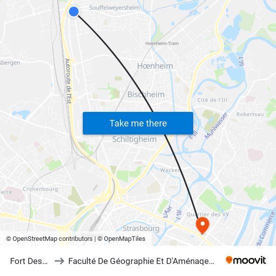 Fort Desaix to Faculté De Géographie Et D'Aménaqement map