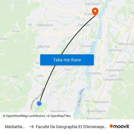 Médiathèque to Faculté De Géographie Et D'Aménaqement map