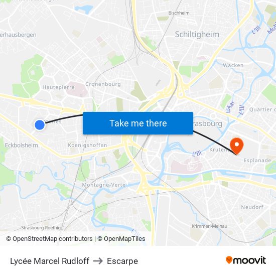 Lycée Marcel Rudloff to Escarpe map