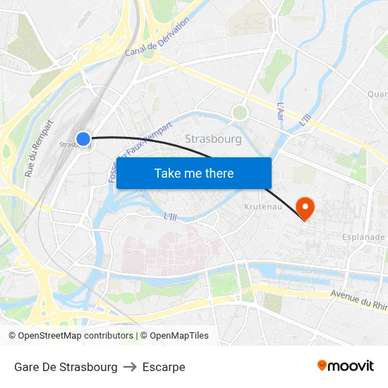 Gare De Strasbourg to Escarpe map