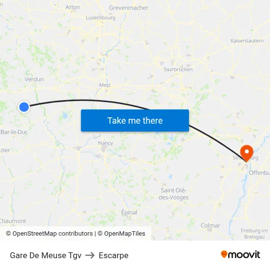 Gare De Meuse Tgv to Escarpe map