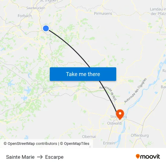 Sainte Marie to Escarpe map