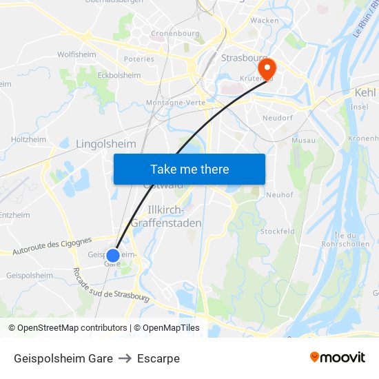 Geispolsheim Gare to Escarpe map