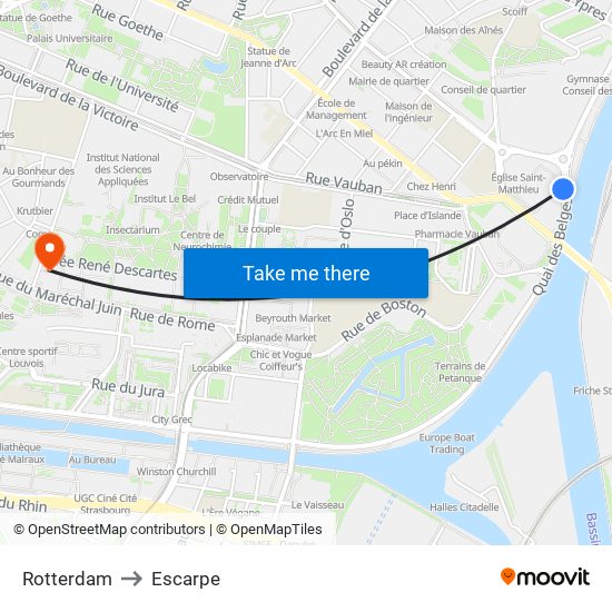 Rotterdam to Escarpe map