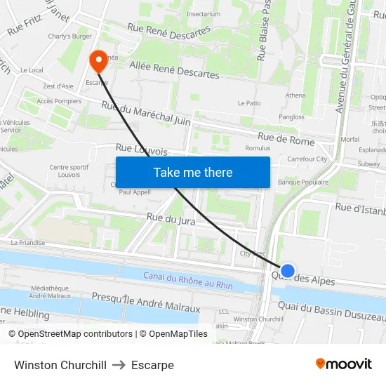 Winston Churchill to Escarpe map