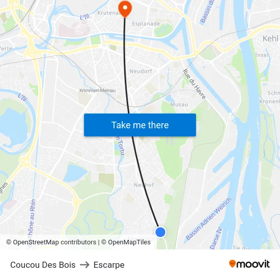 Coucou Des Bois to Escarpe map