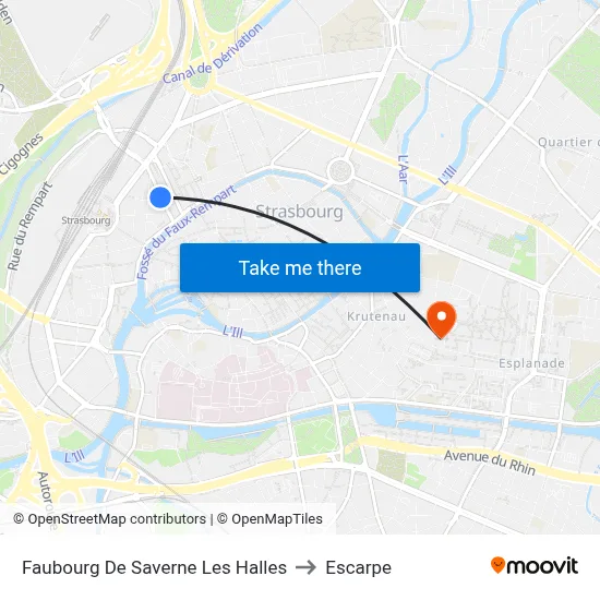 Faubourg De Saverne Les Halles to Escarpe map