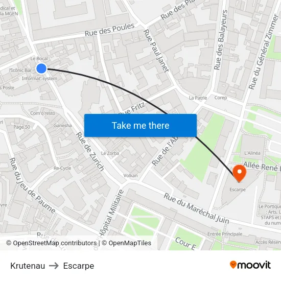 Krutenau to Escarpe map