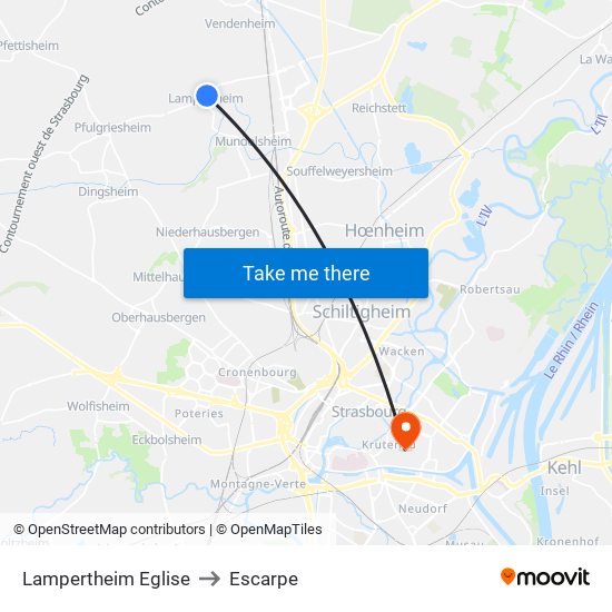 Lampertheim Eglise to Escarpe map