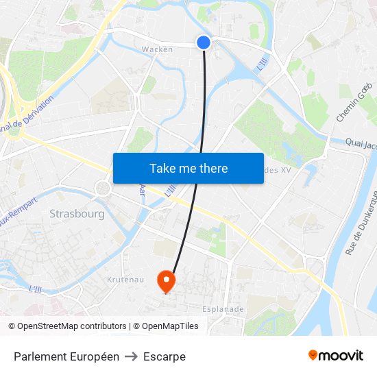 Parlement Européen to Escarpe map