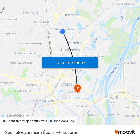 Souffelweyersheim École to Escarpe map