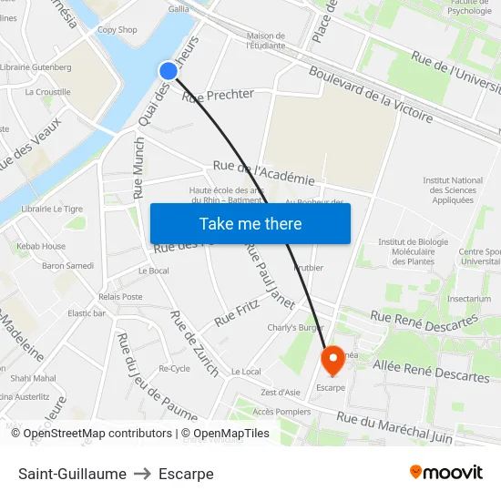 Saint-Guillaume to Escarpe map