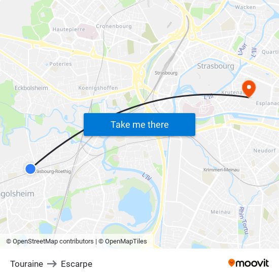 Touraine to Escarpe map