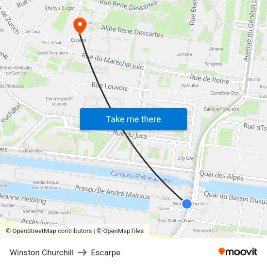 Winston Churchill to Escarpe map