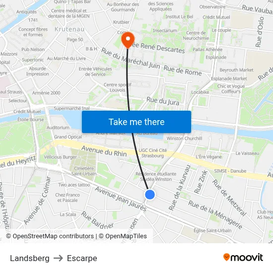 Landsberg to Escarpe map