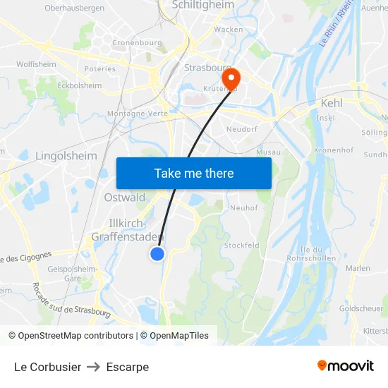 Le Corbusier to Escarpe map
