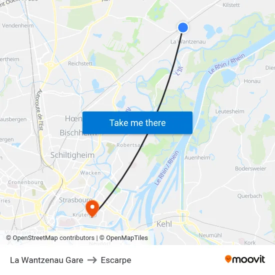 La Wantzenau Gare to Escarpe map
