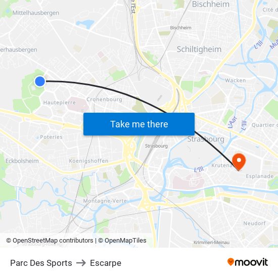 Parc Des Sports to Escarpe map