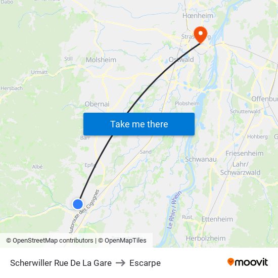 Scherwiller Rue De La Gare to Escarpe map