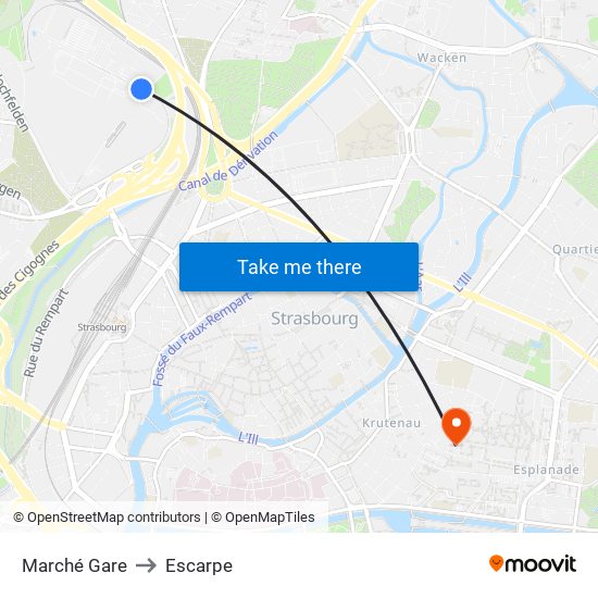 Marché Gare to Escarpe map