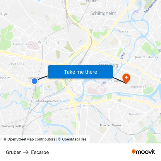 Gruber to Escarpe map