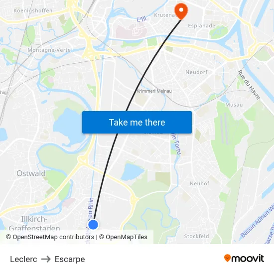 Leclerc to Escarpe map