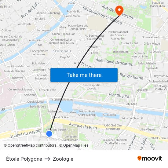 Étoile Polygone to Zoologie map