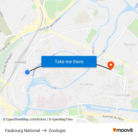 Faubourg National to Zoologie map