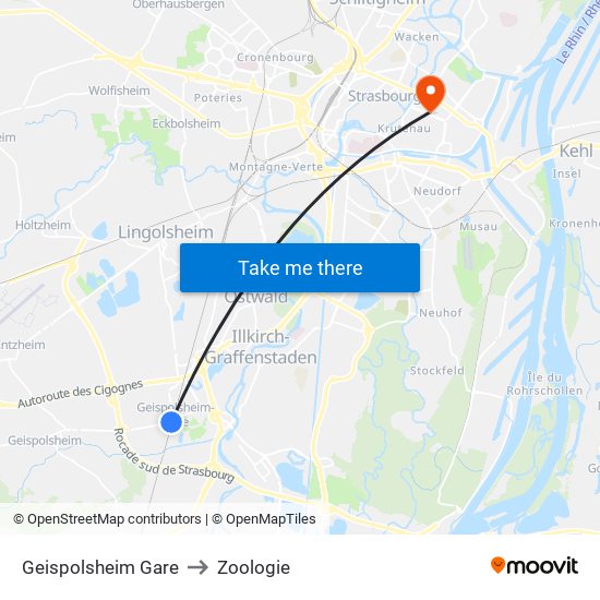 Geispolsheim Gare to Zoologie map